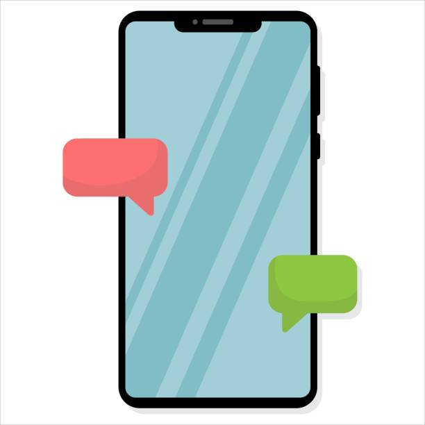 плоская иллюстрация смартфона. сообщение в мессенджере. векторная иллюстрация. - letter text messaging decoration green stock illustrations