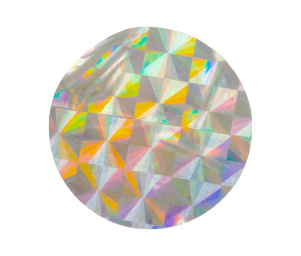 istock Blank round adhesive holographic foil sticker label isolated on white background 1434556301