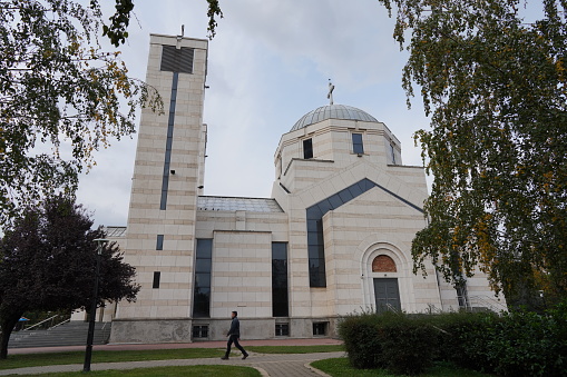 October 13th 2022 / Nis, Serbia: Orthodox Church of the Saint Sava in autumn day on the city square