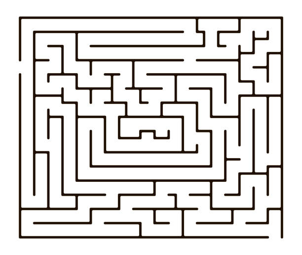 простой абстрактный линейный лаби�ринт на белом фоне - maze searching simplicity concepts stock illustrations