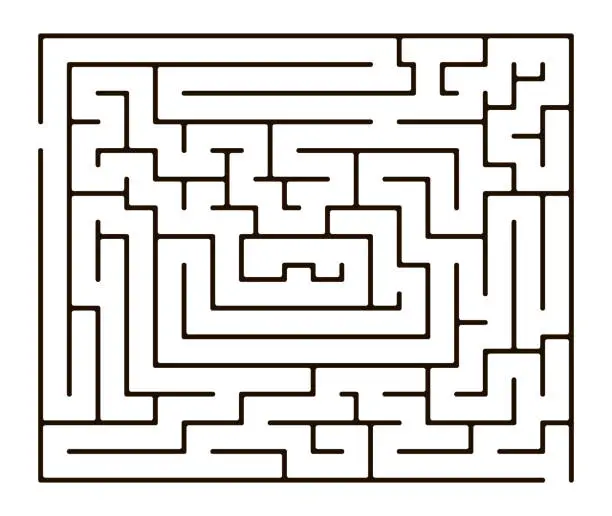 Vector illustration of Simple abstract line maze on white background