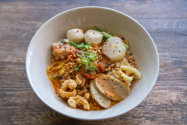 istock Noodles with pork with soup in Thai style. 1434560327