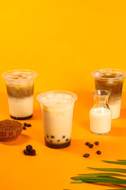 istock Summer drink coffee with fresh milk topped with boba 1434571142