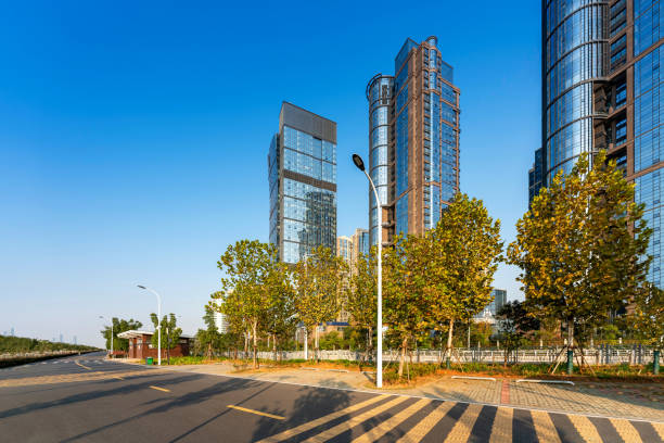 istock Empty urban road and buildings in the city 1434571816