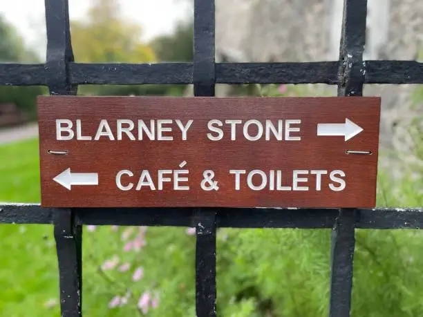 Blarney Stone sign post at blarney castle