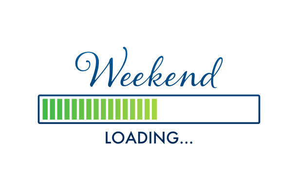 istock Cartoon weekend loading for print design. Black friday. Holiday illustration. Calendar design. 1434575097