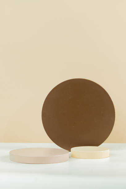 istock 3d circle podium with various sizes, earth tone color with brown and white background 1434582687
