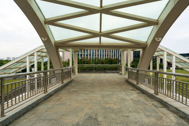istock Inside of a modern overhead pedestrian bridge 1434586390