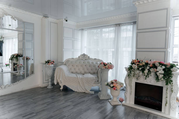 istock modern white living room with fireplace 1434596776