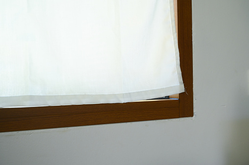 white curtain on glass window, interior design