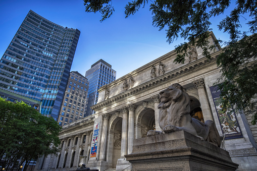 Exterior of New York Public Library in Midtown Manhattan