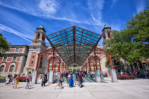Exterior view of Ellis Island National Museum of Immigration in New York City