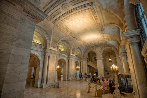 Interior of New York Public Library in Midtown Manhattan