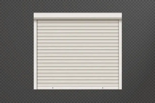 Vector illustration of White closed roller shutter door with realistic texture