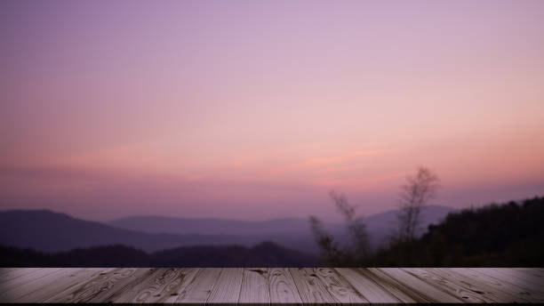 istock Empty Wooden Table counter on Sunset Nature 1434612996