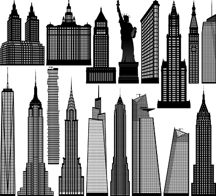Highly detailed New York City buildings.