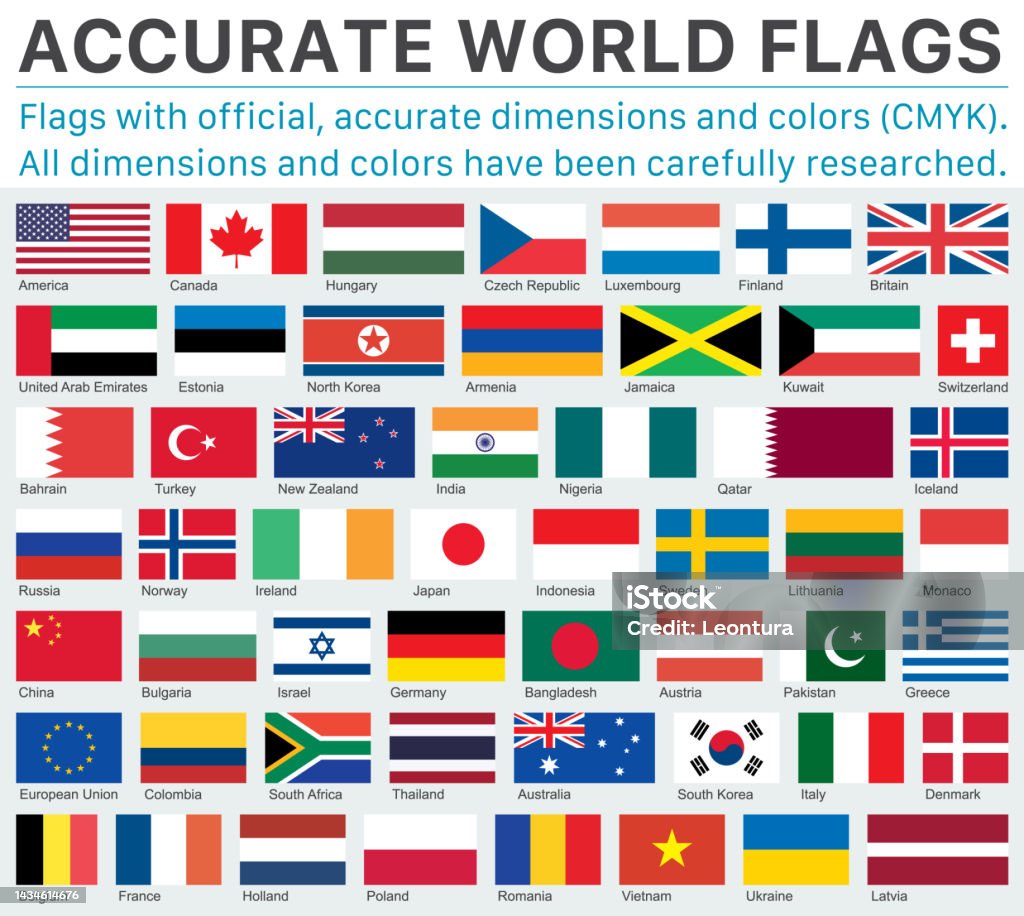 Accurate World Flags In Official Cmyk Colors And Official ...
