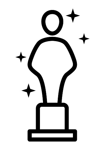 Movie award statue line icon vector graphic illustration