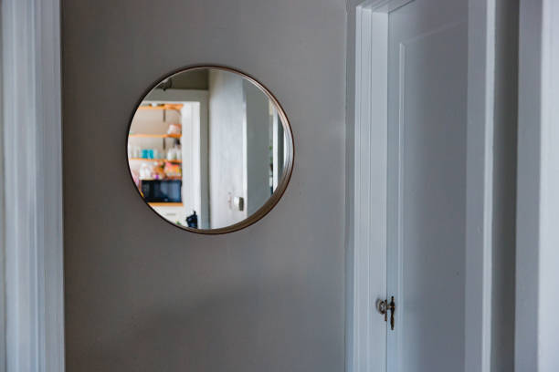 istock Bedroom Door with Hallway Mirror 1434615678