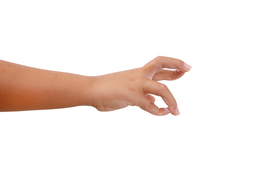 Hands showing gestures on white background