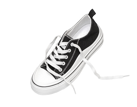 Classic new school sneakers on white background with clipping path