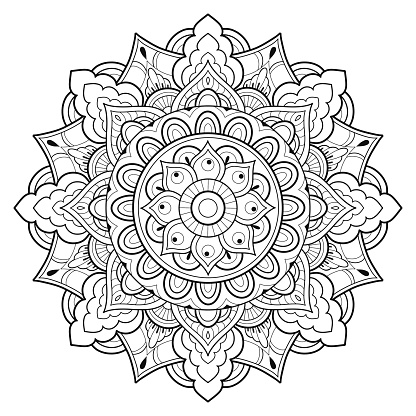 istock Mandala Coloring book art, wallpaper design, tile pattern, shirt, greeting card, sticker, lace pattern and tattoo. decoration for interior design. Vector ethnic oriental circle ornament. background 1434622168