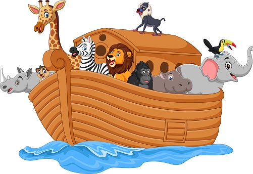 Vector illustration of  Cartoon noah ark with animals