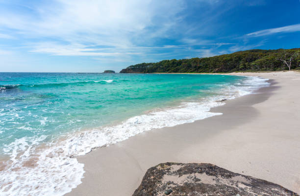 istock Beautiful idyllic beach scene in Eden Australia 1434628759