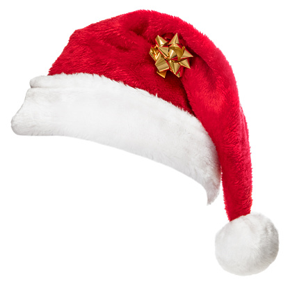 Santa Hat with a decoration isolated on a white background.