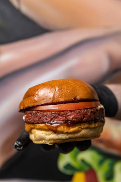 istock tasty hamburger in fast food 1434632624