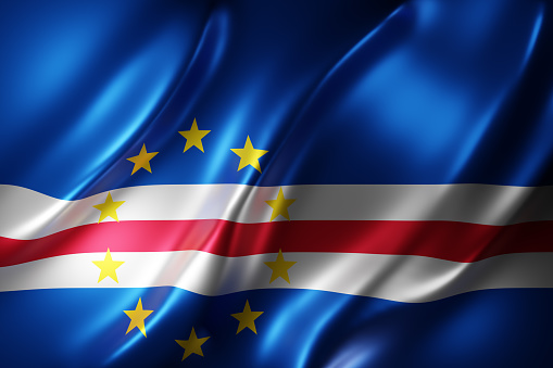 3d rendering of a textured national Cape Verde flag.