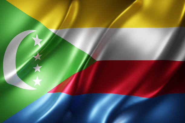 3d rendering of a textured national Union of Comoros flag.