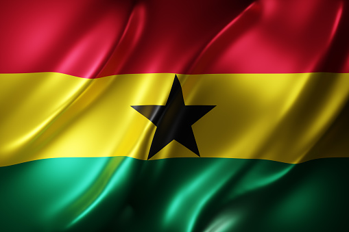 3d rendering of a textured national Ghana flag.