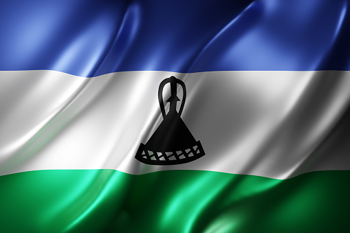 3d rendering of a textured national Lesotho flag.