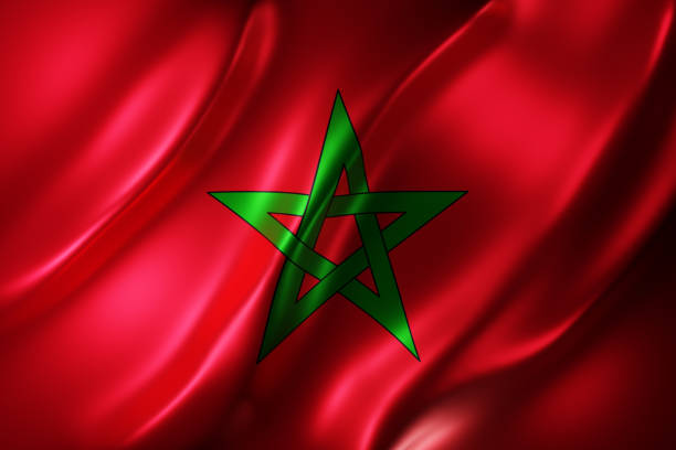 モロッコの3dフラグ - moroccan flags ストックフォトと画像