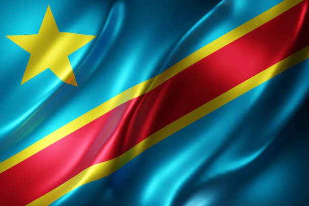 bandiera 3d della repubblica democratica del congo - congolese flag foto e immagini stock