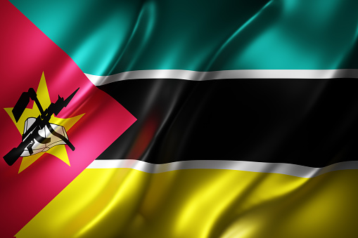 3d rendering of a textured national Mozambique flag.