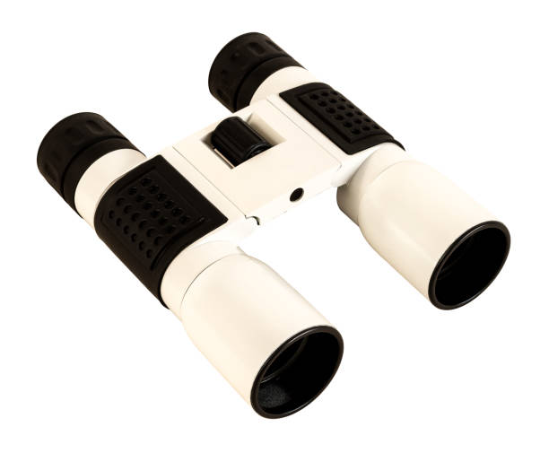 petite jumelle noire et blanche, isolée. - discovery binoculars boy scout searching photos et images de collection