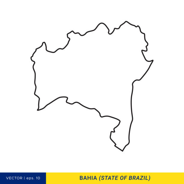 ilustraciones, imágenes clip art, dibujos animados e iconos de stock de mapa de esquema de bahía - plantilla de diseño de ilustración de stock vectorial del estado de brasil. - bahía