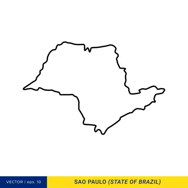 Vector illustration of Outline Map of Sao Paulo - State of Brazil Vector Stock Illustration Design Template.