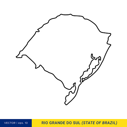 Outline Map of Rio Grande Do Sul - State of Brazil Vector Stock Illustration Design Template. Vector eps 10. Editable Stroke.