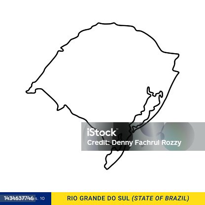 istock Outline Map of Rio Grande Do Sul - State of Brazil Vector Stock Illustration Design Template. 1434637746