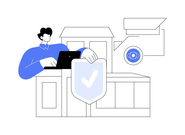 Security systems design abstract concept vector illustration. Security systems design abstract concept vector illustration. Optimal building security solutions, video surveillance, product selection, project and client management abstract metaphor. specifications icon stock illustrations
