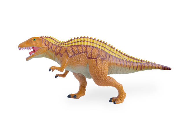 istock Plastic dinosaur toy isolated on white background with clipping path. Dinosaur plastic figure toy for young kid. 1434645844