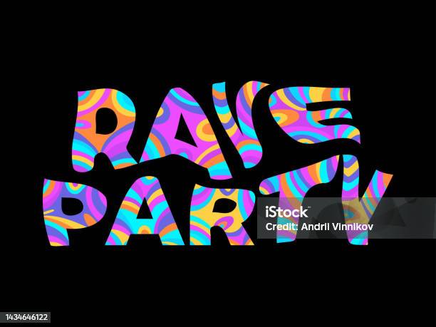 Reading Rave Banner Rave Party Text Banner Rave Psychedelic Striped Text Painted In Hipster ...