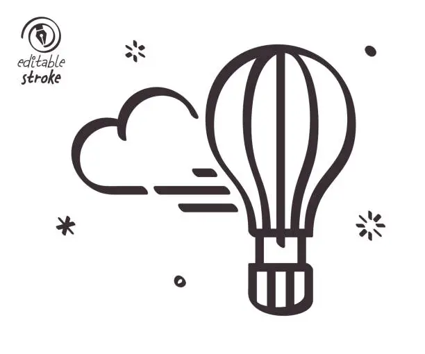 Vector illustration of Playful Line Illustration for Hot Air Balloon