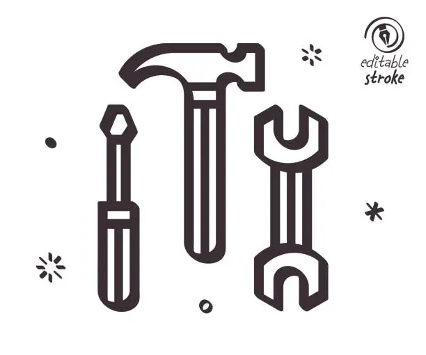 Vector illustration of Playful Line Illustration for Work Tool Steel