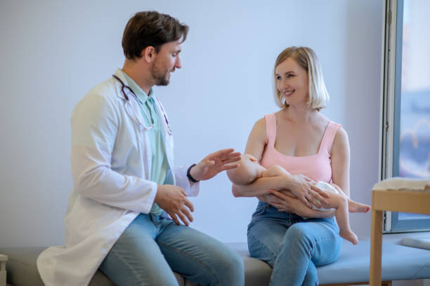 istock Pediatric doctor receiving patients in his office 1434650596