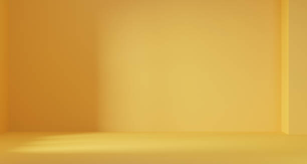 istock 3d rendering of empty yellow orange abstract geometric minimal concept background. Scene for advertising, cosmetic, showroom, banner, fashion, technology, business. Illustration. Product display 1434651959
