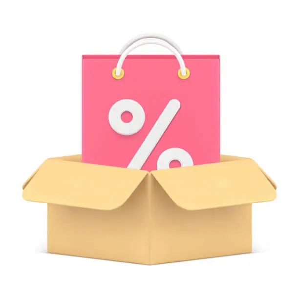 Vector illustration of Shopping sale discount order delivery special offer black friday courier service 3d icon vector